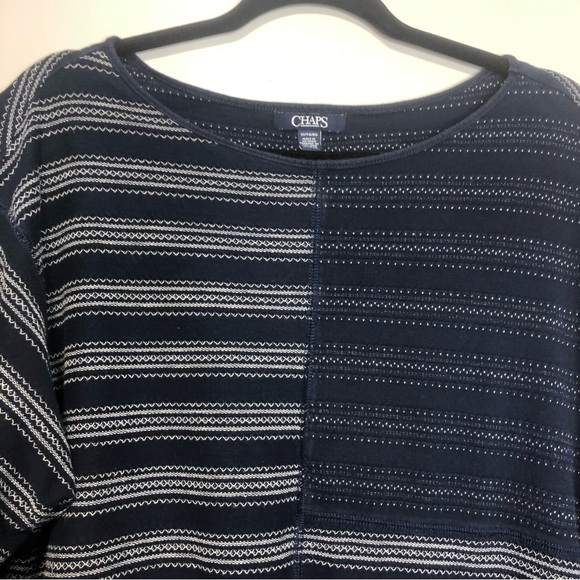 Chaps Cotton Boatneck Striped Long Sleeve Top, size 1X - Picture 4 of 13